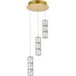 Maklaine Modern 3 Light Royal Cut Crystal LED Pendant in Gold Finish