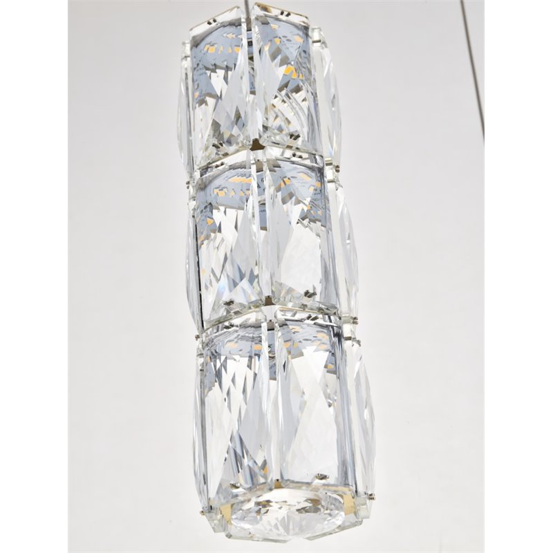 Maklaine Modern 3 Light Royal Cut Crystal LED Pendant in Gold Finish