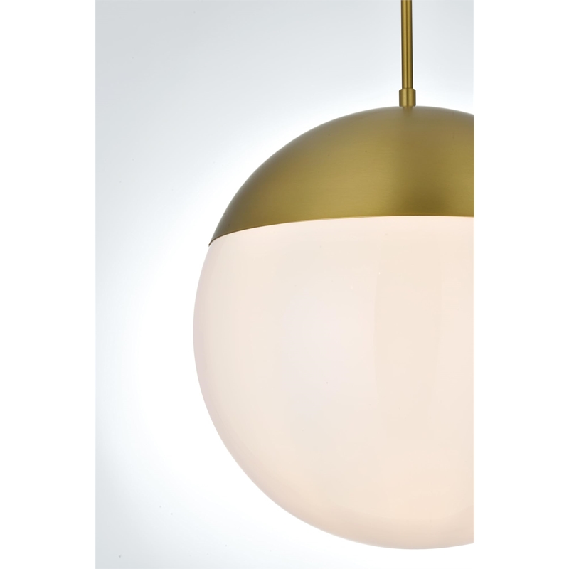 Maklaine Modern 1-Light Metal Pendant in Brass and Frosted White Finish