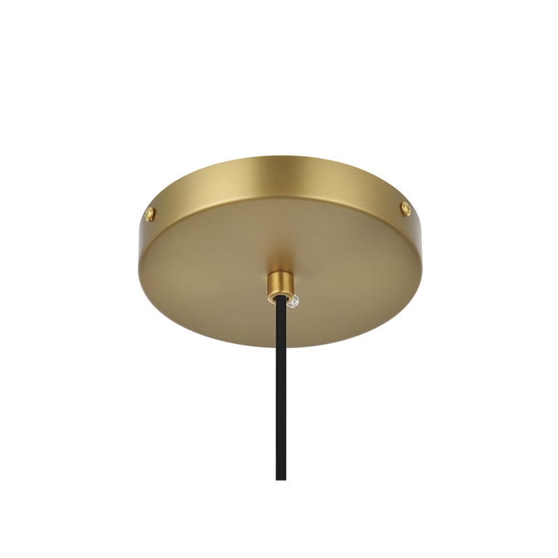 Maklaine Modern 1-Light Metal Pendant in Brass and Frosted White Finish