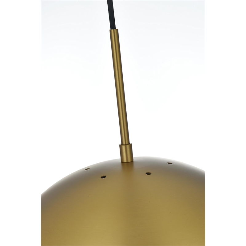 Maklaine Modern 1-Light Metal Pendant in Brass and Frosted White Finish