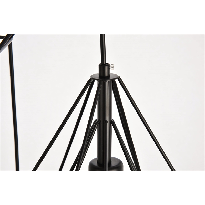 Maklaine Modern 3-Light Transitional Metal Pendant in Black Finish