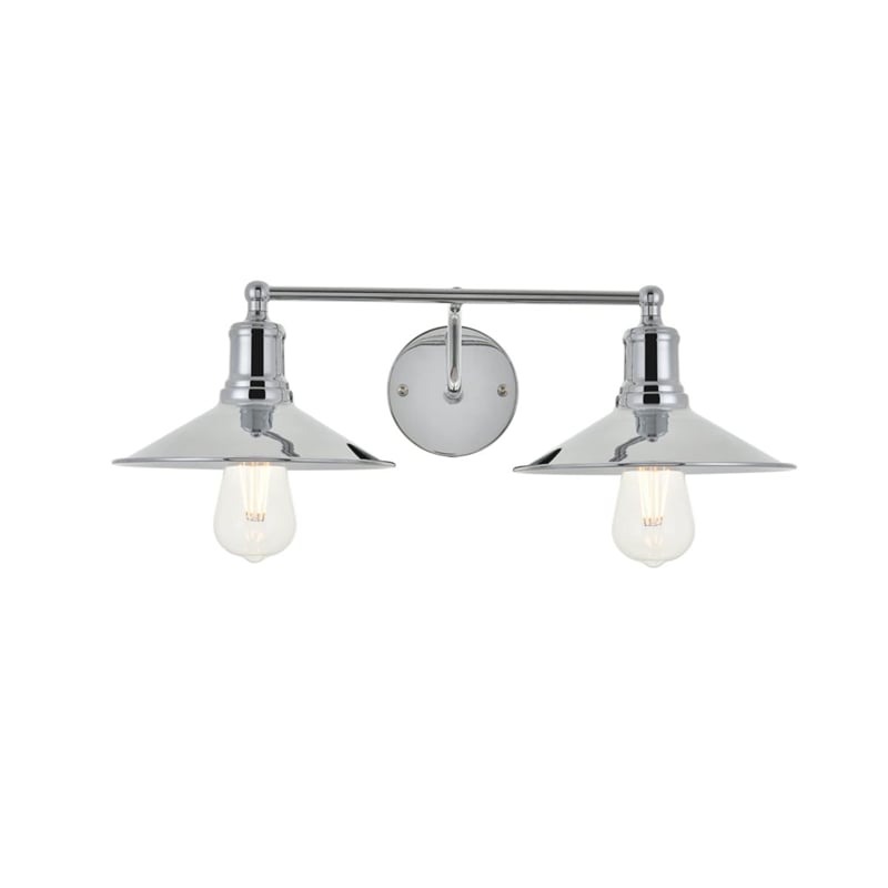 Maklaine Modern 2-Light Mid-Century Metal Wall Sconce in Chrome Finish