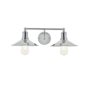 Maklaine Modern 2-Light Mid-Century Metal Wall Sconce in Chrome Finish