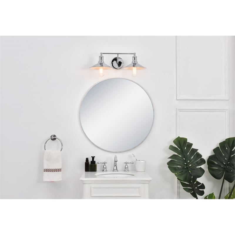 Maklaine Modern 2-Light Mid-Century Metal Wall Sconce in Chrome Finish