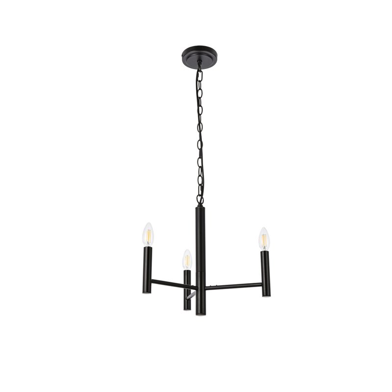 Maklaine Modern 3-Light Mid-Century Metal Pendant in Black Finish