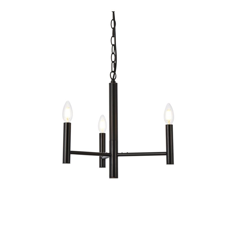 Maklaine Modern 3-Light Mid-Century Metal Pendant in Black Finish