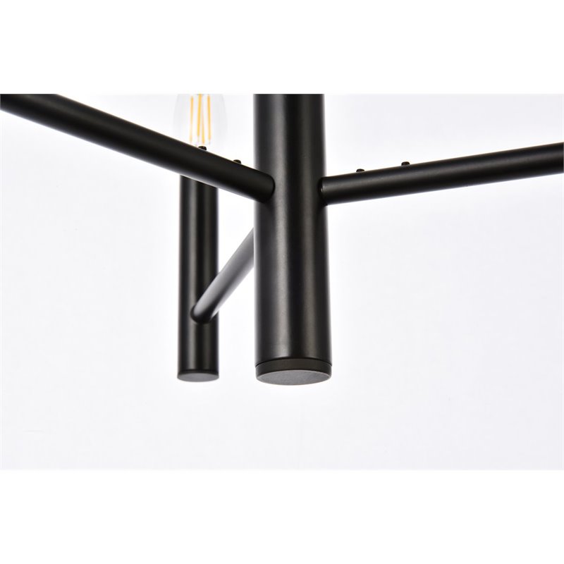 Maklaine Modern 3-Light Mid-Century Metal Pendant in Black Finish