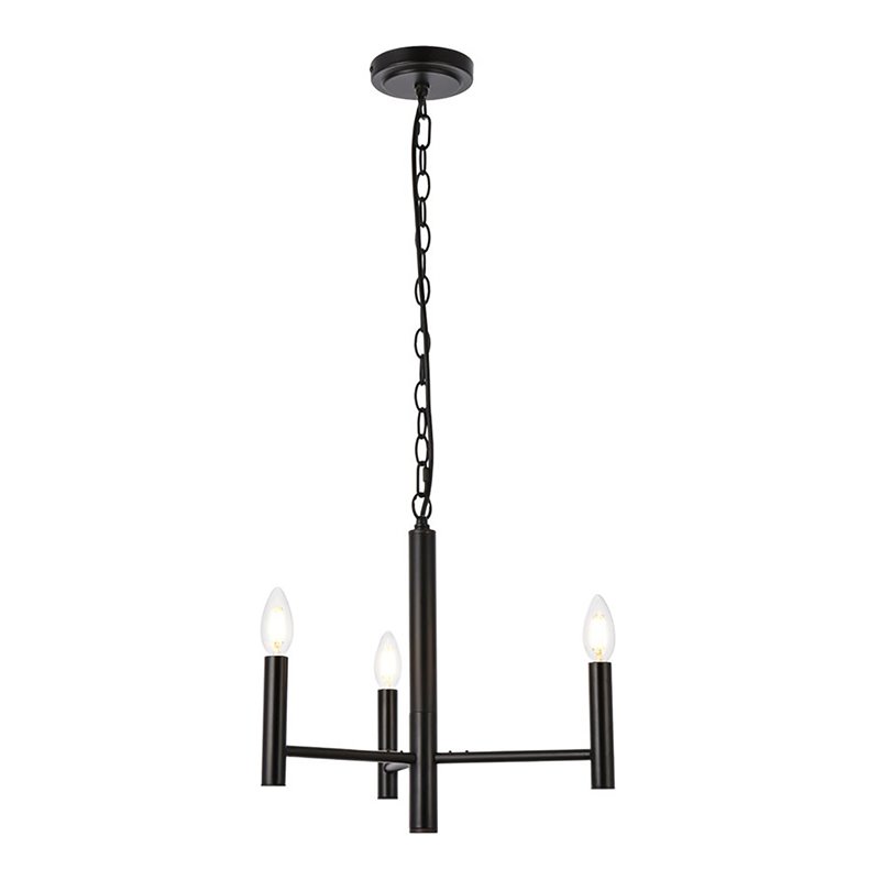 Maklaine Modern 3-Light Mid-Century Metal Pendant in Black Finish