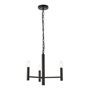 Maklaine Modern 3-Light Mid-Century Metal Pendant in Black Finish