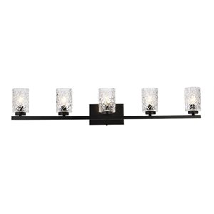 Maklaine Modern 5-Light Metal Bath Sconce in Black and Clear Finish