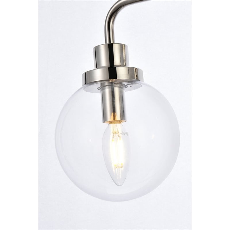 Maklaine Modern 3-Light Metal Bath Sconce in Polished Nickel and Clear