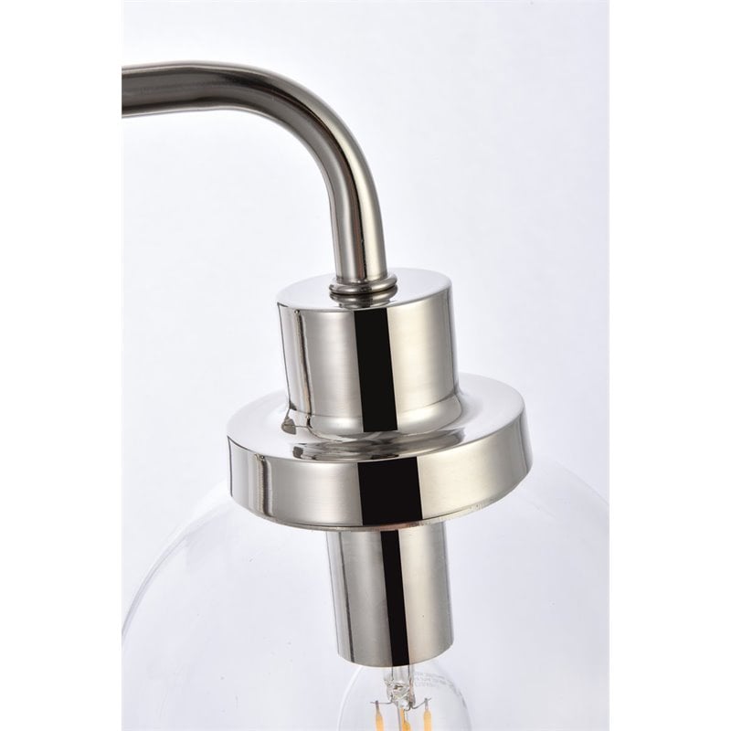 Maklaine Modern 3-Light Metal Bath Sconce in Polished Nickel and Clear