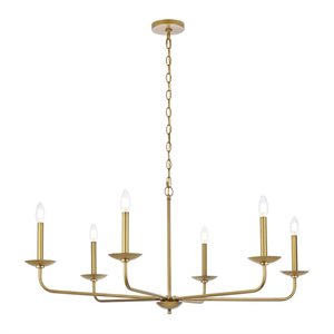 Maklaine Modern 6-Light Mid-Century Metal Pendant in Brass Finish