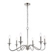 Maklaine Modern 6-Light Transitional Metal Chandelier in Polished Nickel