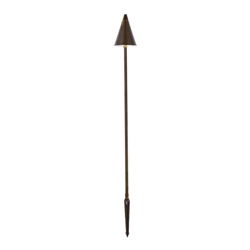 Maklaine Modern Outdoor Cast Brass Torch Path Light in Antique Brass