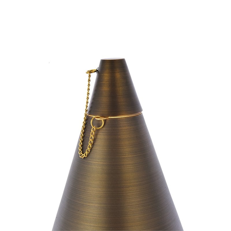 Maklaine Modern Outdoor Cast Brass Torch Path Light in Antique Brass