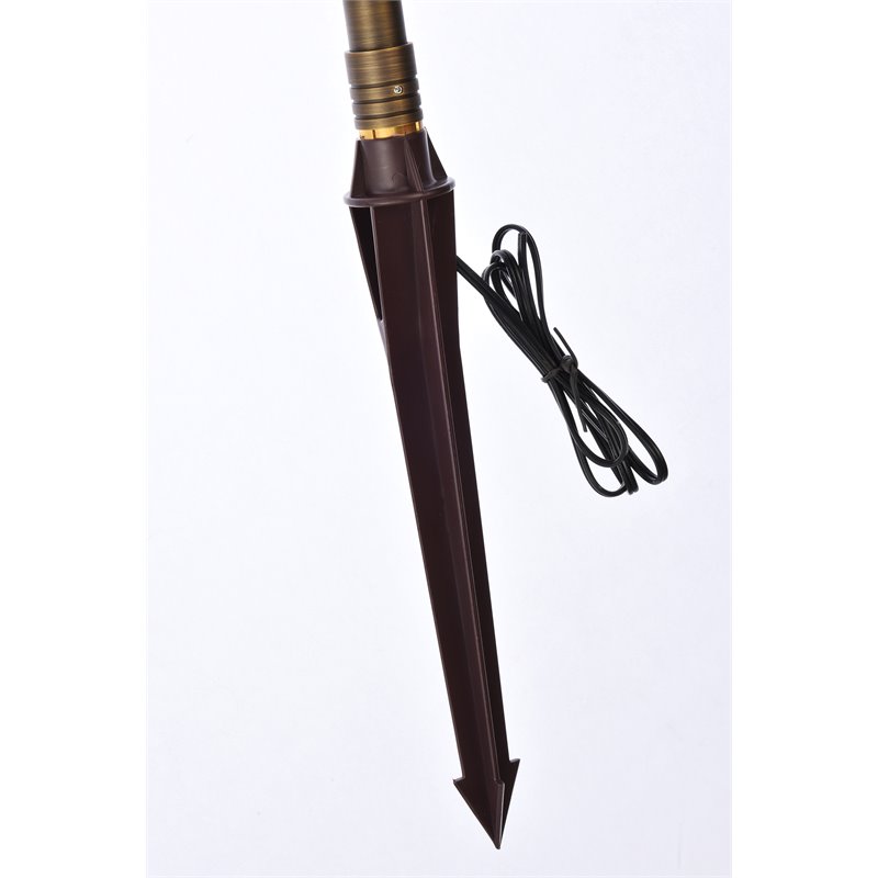 Maklaine Modern Outdoor Cast Brass Torch Path Light in Antique Brass