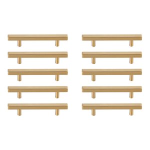 Maklaine Modern 4&quot Center To Center Bar Pull Multipack in Brass (Set of 10)