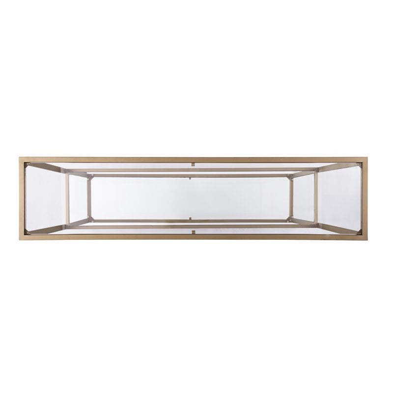 Maklaine Modern Narrow Mirrored Shelf Console in Gold Finish