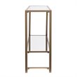 Maklaine Modern Narrow Mirrored Shelf Console in Gold Finish