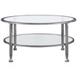 Maklaine Modern Round Glass Top Coffee Table in Silver Finish