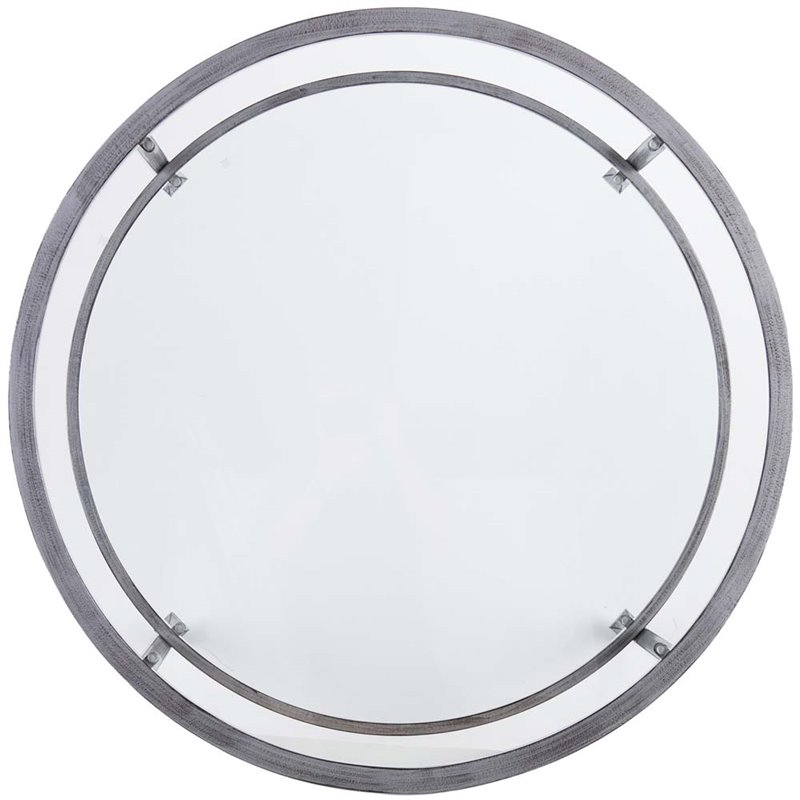 Maklaine Modern Round Glass Top Coffee Table in Silver Finish