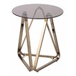 Maklaine Round End Table in Champagne Finish with Smoked Glass