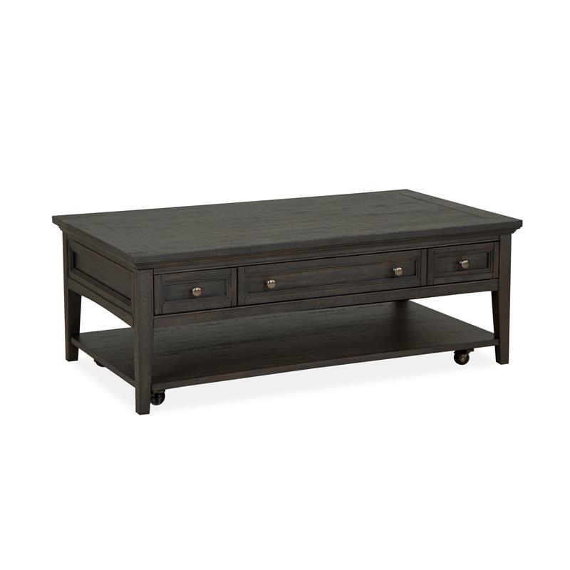 Maklaine Modern Rectangular Cocktail Table withCasters in Gray
