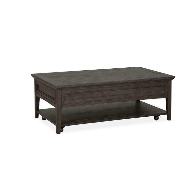 Maklaine Modern Rectangular Cocktail Table withCasters in Gray