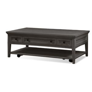 Maklaine Modern Rectangular Cocktail Table withCasters in Gray