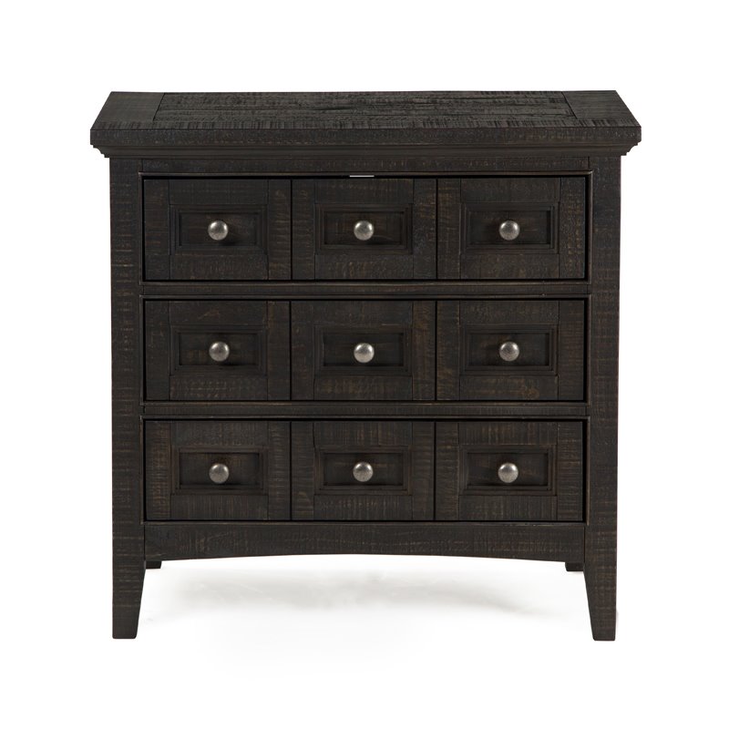 Maklaine Modern Relaxed Traditional Graphite 3 Drawer Nightstand