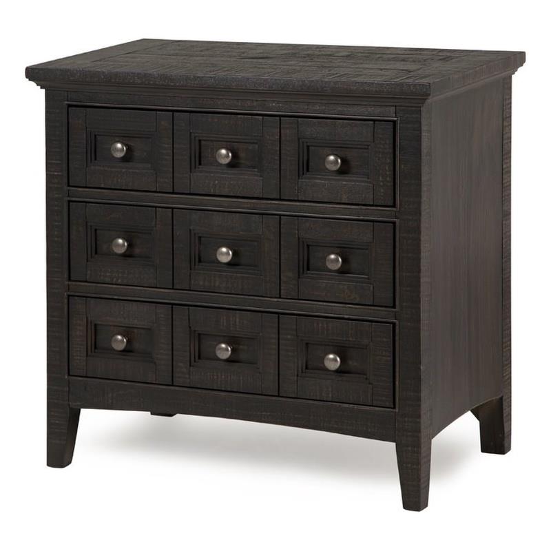 Maklaine Modern Relaxed Traditional Graphite 3 Drawer Nightstand