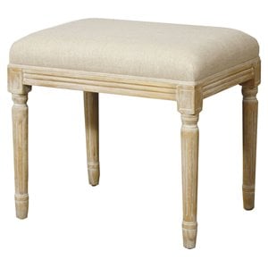 Maklaine Modern 19.5&quot Fabric Stool in Flax Beige/Natural Wood