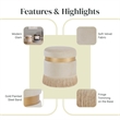 Maklaine Round Contemporary Velvet Storage Ottoman in Serene Cream/Gold
