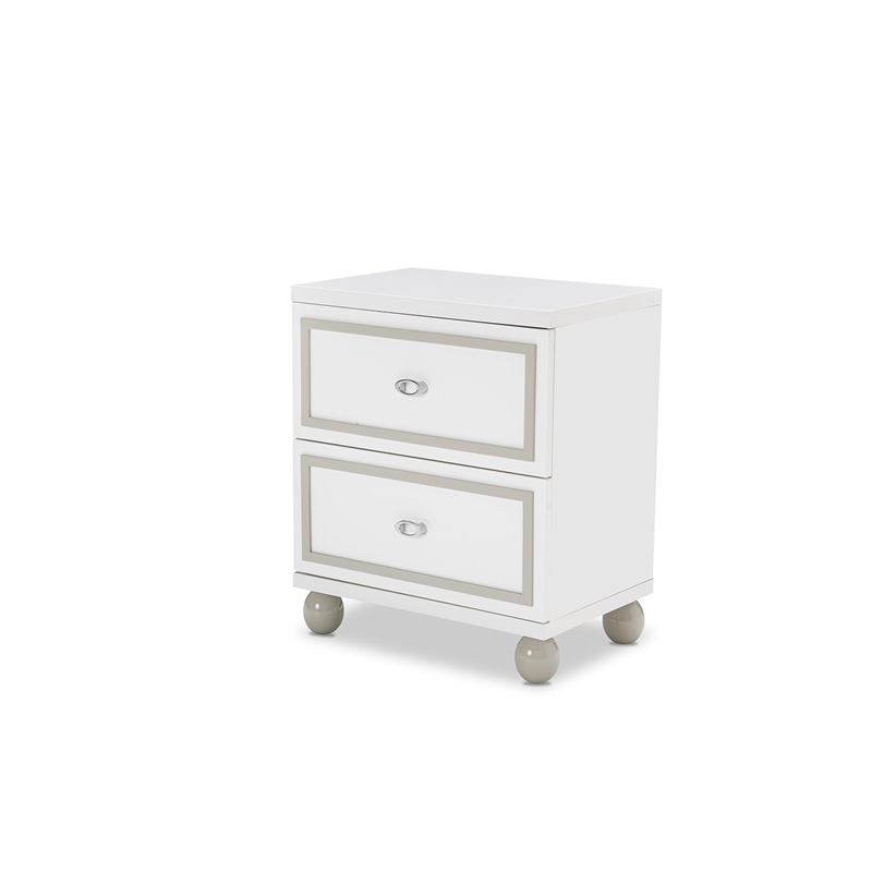 Maklaine Modern / Contemporary 2-Drawer Nightstand in Cloud White