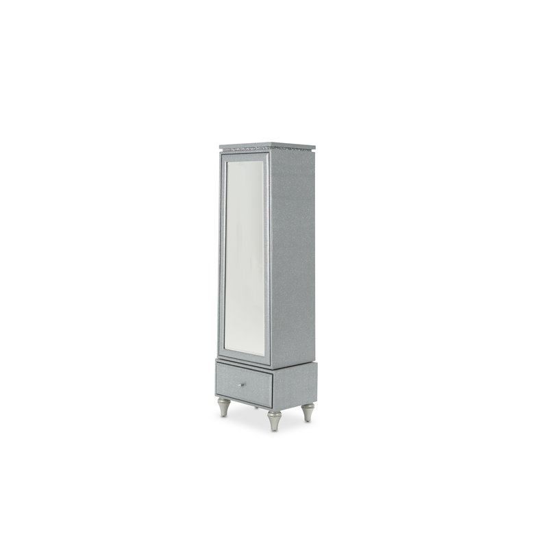 Maklaine Modern / Contemporary Wood & Glass Swivel Lingerie Chest in Dove Gray