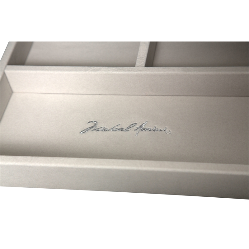 Maklaine Modern / Contemporary Wood & Glass Swivel Lingerie Chest in Dove Gray