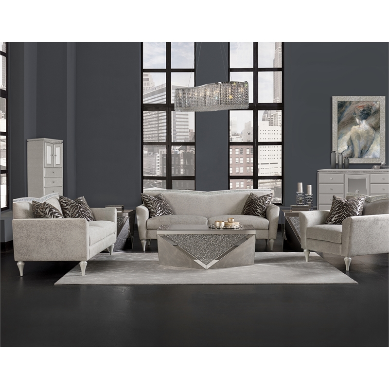 Maklaine Modern / Contemporary Wood & Glass Swivel Lingerie Chest in Dove Gray
