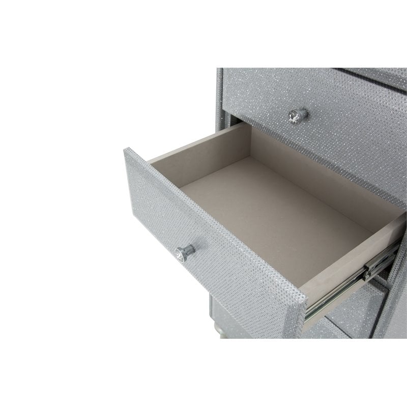 Maklaine Modern / Contemporary Wood & Glass Swivel Lingerie Chest in Dove Gray