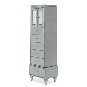 Maklaine Modern / Contemporary Wood & Glass Swivel Lingerie Chest in Dove Gray