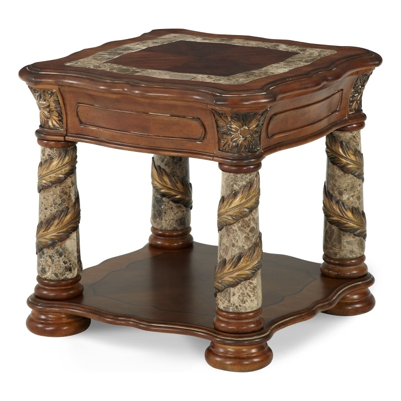 Maklaine Modern / Contemporary Wood End Table - Classic Chestnut