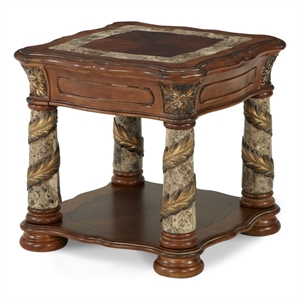Maklaine Modern / Contemporary Wood End Table - Classic Chestnut