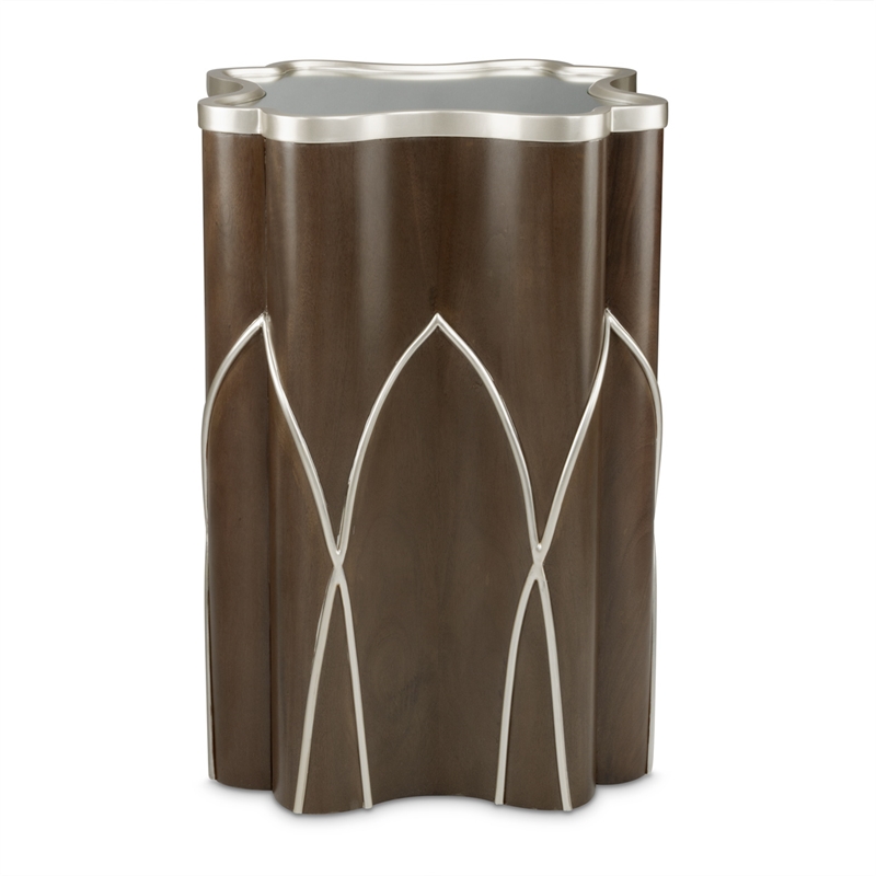 Maklaine Modern Wood Chairside Table in Hazelnut Brown