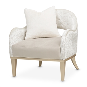 Maklaine Modern Accent Chair in Porcini Velvet and Champagne Wood Frame