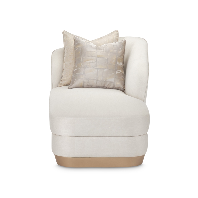 Maklaine Contemporary Fabric & Engineered Wood Chaise Lounger in Icicle Ivory