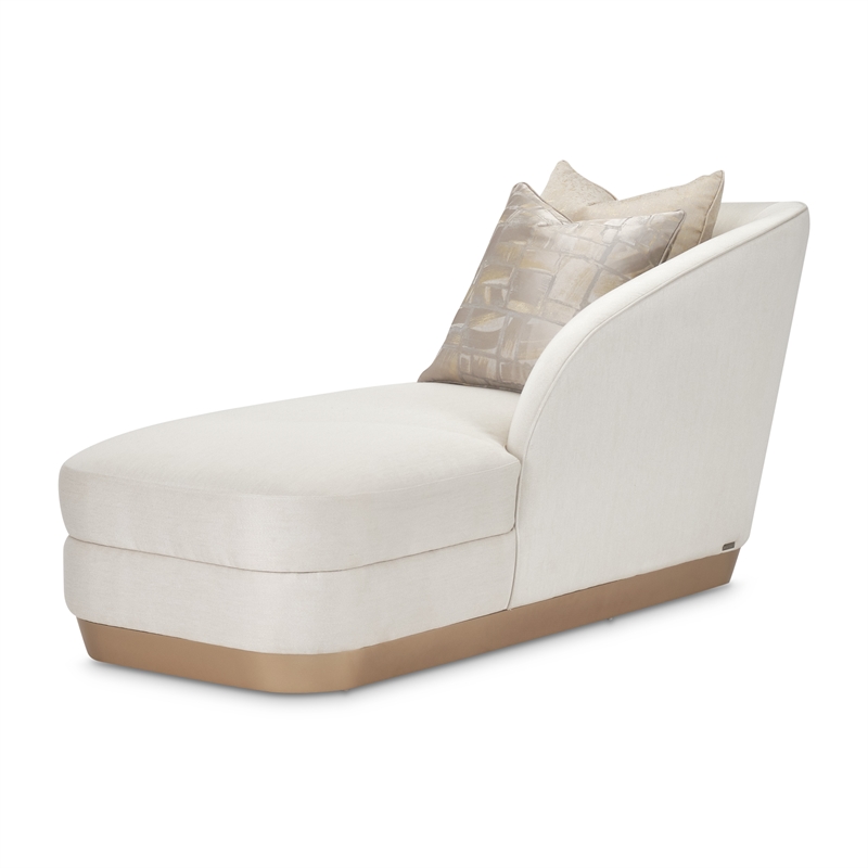 Maklaine Contemporary Fabric & Engineered Wood Chaise Lounger in Icicle Ivory