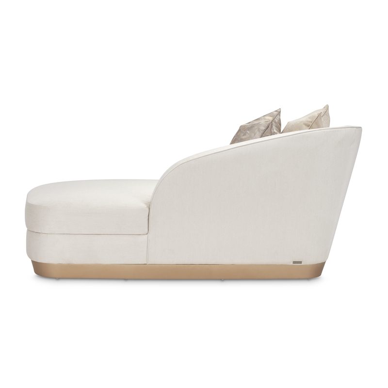 Maklaine Contemporary Fabric & Engineered Wood Chaise Lounger in Icicle Ivory