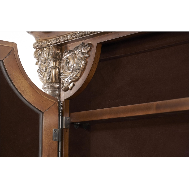 Maklaine Wood Floor Mirror with Storage - Classic Chestnut