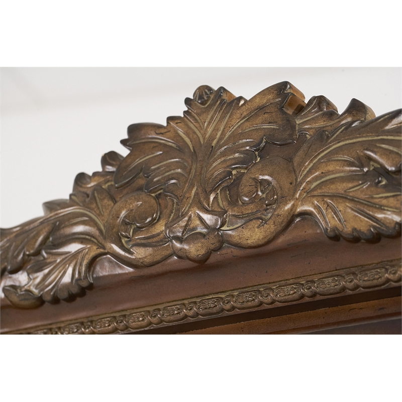 Maklaine Wood Floor Mirror with Storage - Classic Chestnut